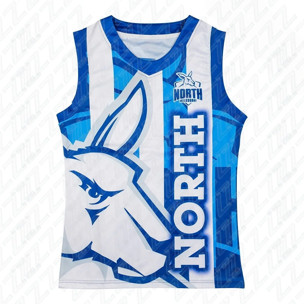 North Melbourne Kangaroo, Youth Training Vest,Sports and Fitness Vest,Sleeveless Australian Football Jersey,Replica Team Uniform
