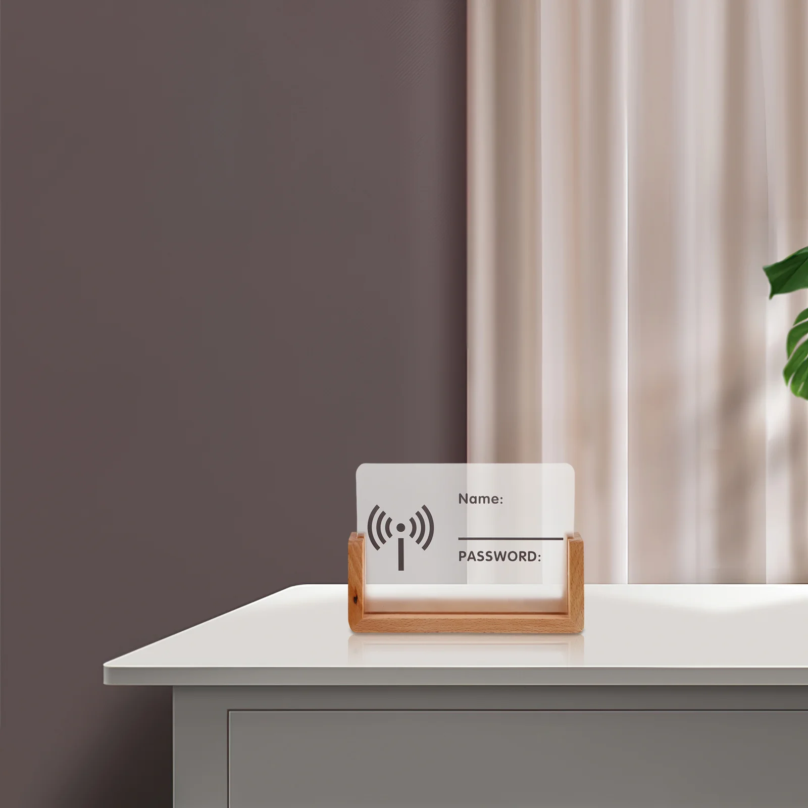 

Vertical WiFi Password Sign Acrylic Beige Freestanding Desktop Table Sign Essential WiFi Display for Home Business Hotel