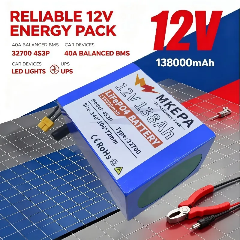 100% Brand New 32700 12V 4S3P Lithium Battery Pack Built‑in 40A Balanced BMS for Electric Boats & UPS