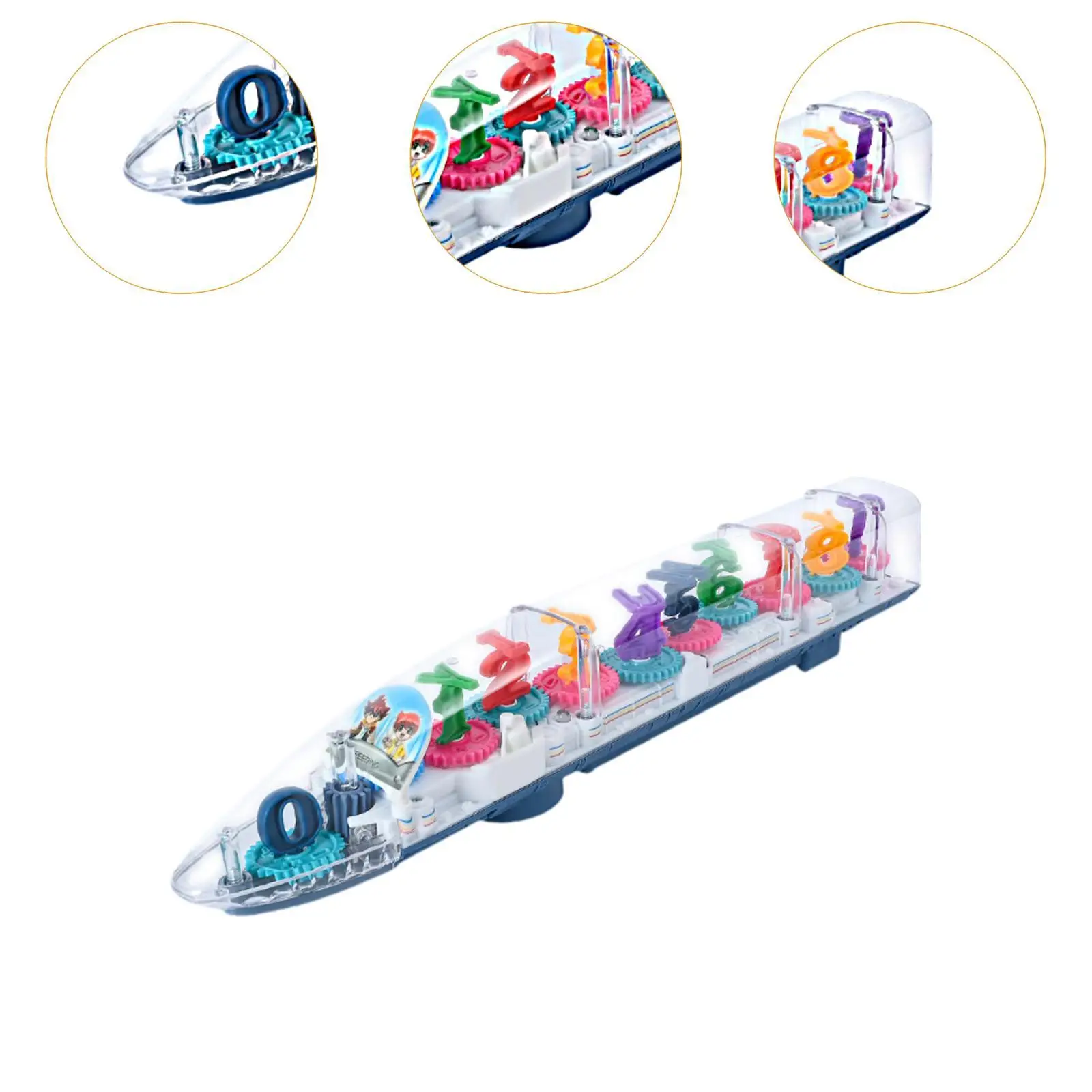 شفافة مع تروس متحركة للموسيقى، إضاءة ثلاثية الأبعاد، لعبة قطار كهربائية، لعبة قطار ثلاثية الأبعاد للأطفال والأولاد والبنات هدية #5