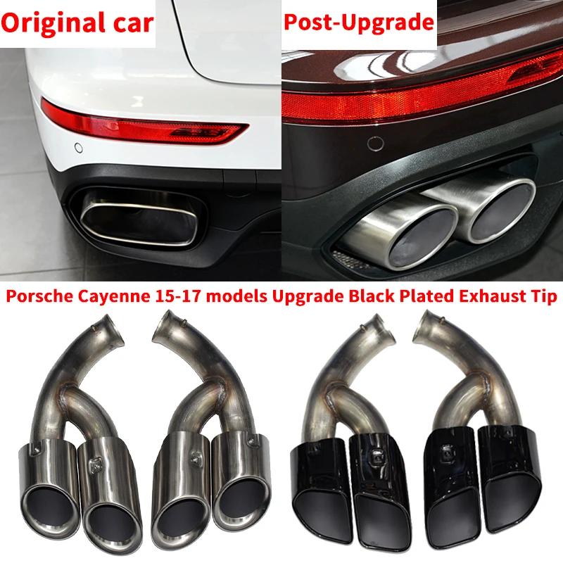 

For Porsche Cayenne Muffler Tail Pipe 15-17 models 3.0T Rectangle Upgrade Cayenne S 3.6T Four Outlet Round Black Exhaust Tip