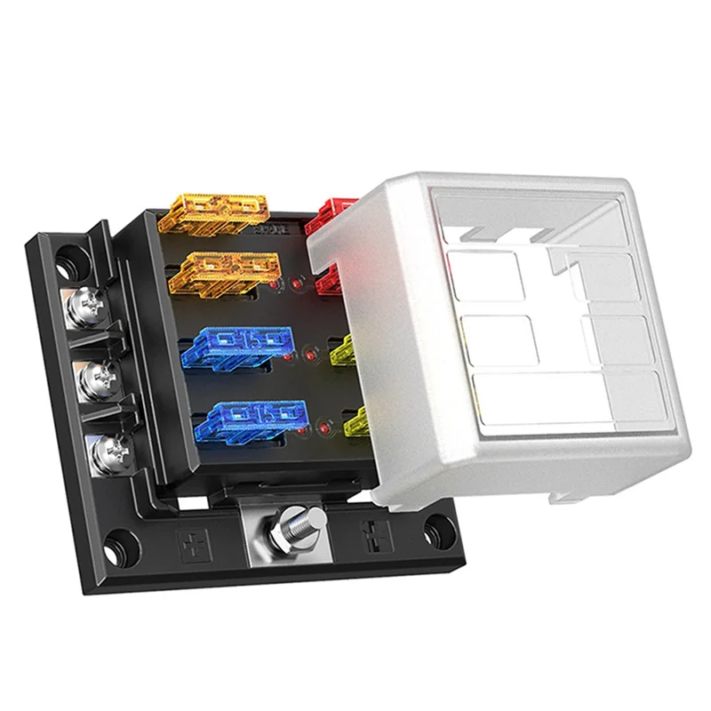 Scatola fusibili per camper con supporto DIGIT Nuovo 6P 100A a 6 vie con indicatore LED, uno ingresso e sei uscite