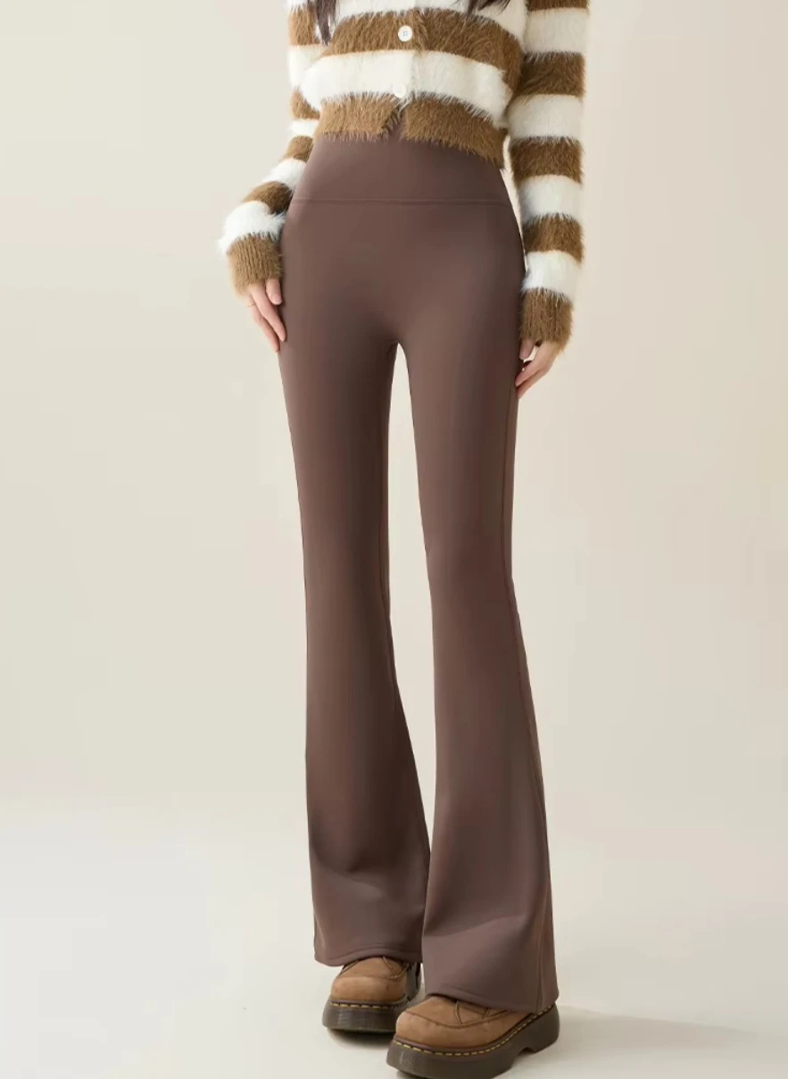 Winter-Leggings mit hoher Taille und ausgestelltem Bein für Damen, mit Fleece-Futter, Bauchkontrolle, Po-Lifting-Effekt, Yoga-Hose, dehnbare Freizeithose, Damenbekleidung – Detail 7