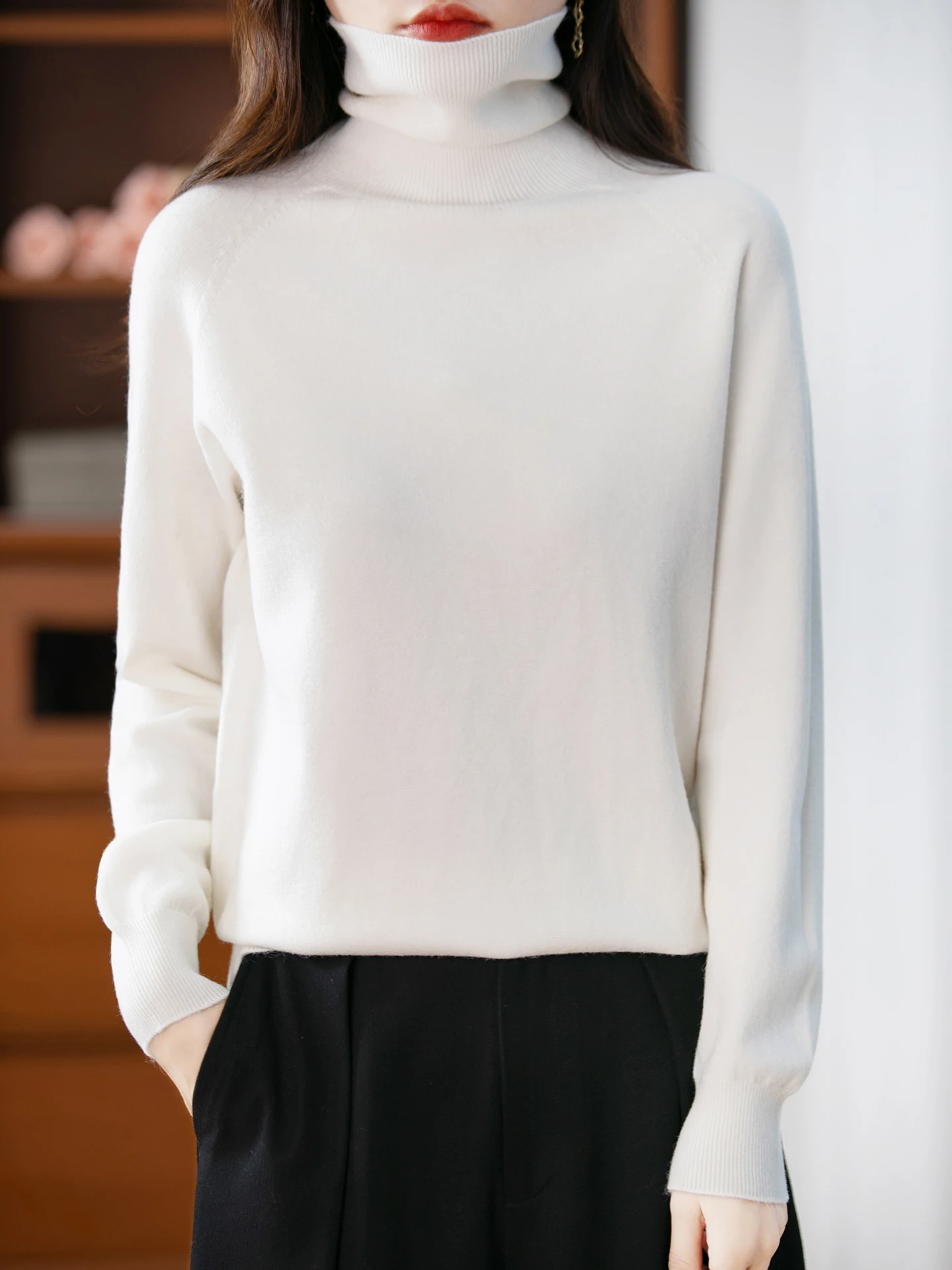 

Базовый осенне-зимний женский свитер, классический женский вязаный пуловер из мериносовой шерсти, однотонная женская кашемировая одежда с длинными рукавами, топы