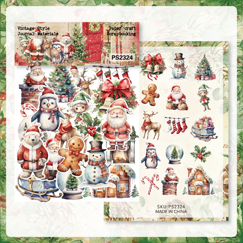40Pcs Cartoon Christmas Sticker Pack DIY Scrapbooking Album Handbook Decoration Material Sticker Stationery