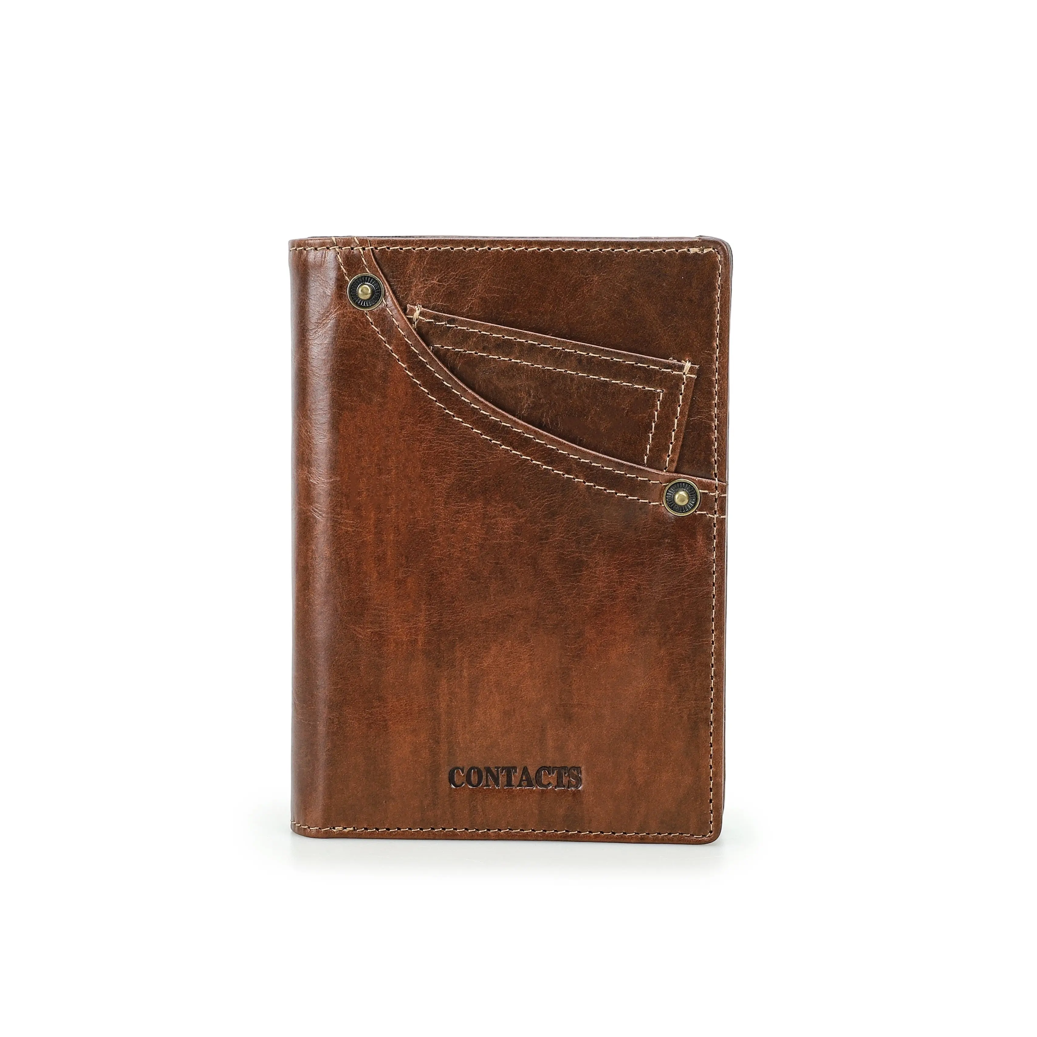 CONTACT'S Genuine Leather Card Holder With Coin Compartment RFID Protection Credit Card Holder Wallet for men Coin Purse