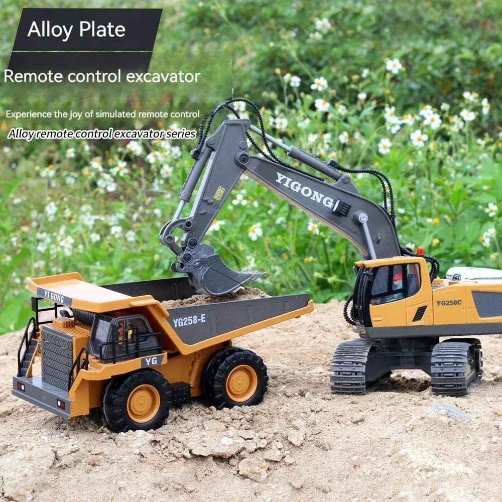 Remote Control Excavator Alloy Remote Control Truck Dump Truck Toy Car Children's Playground Bulldozer Rc Cars for Adults - Image 3