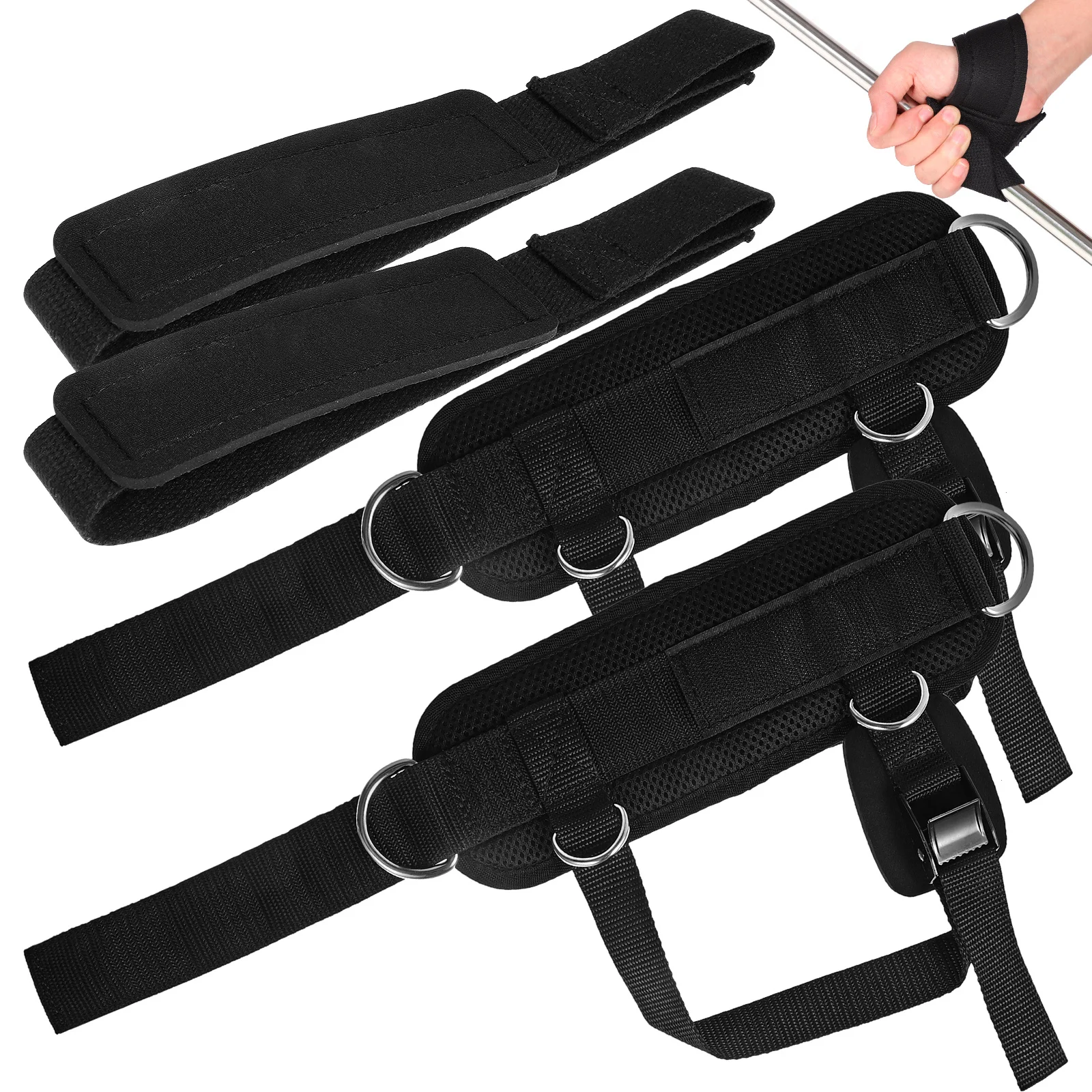 

Ankle Straps Adjustable Lifting Wrist Straps Heavy Duty Cable Machine Workout Resistance Band Gym Equipment Grip Support
