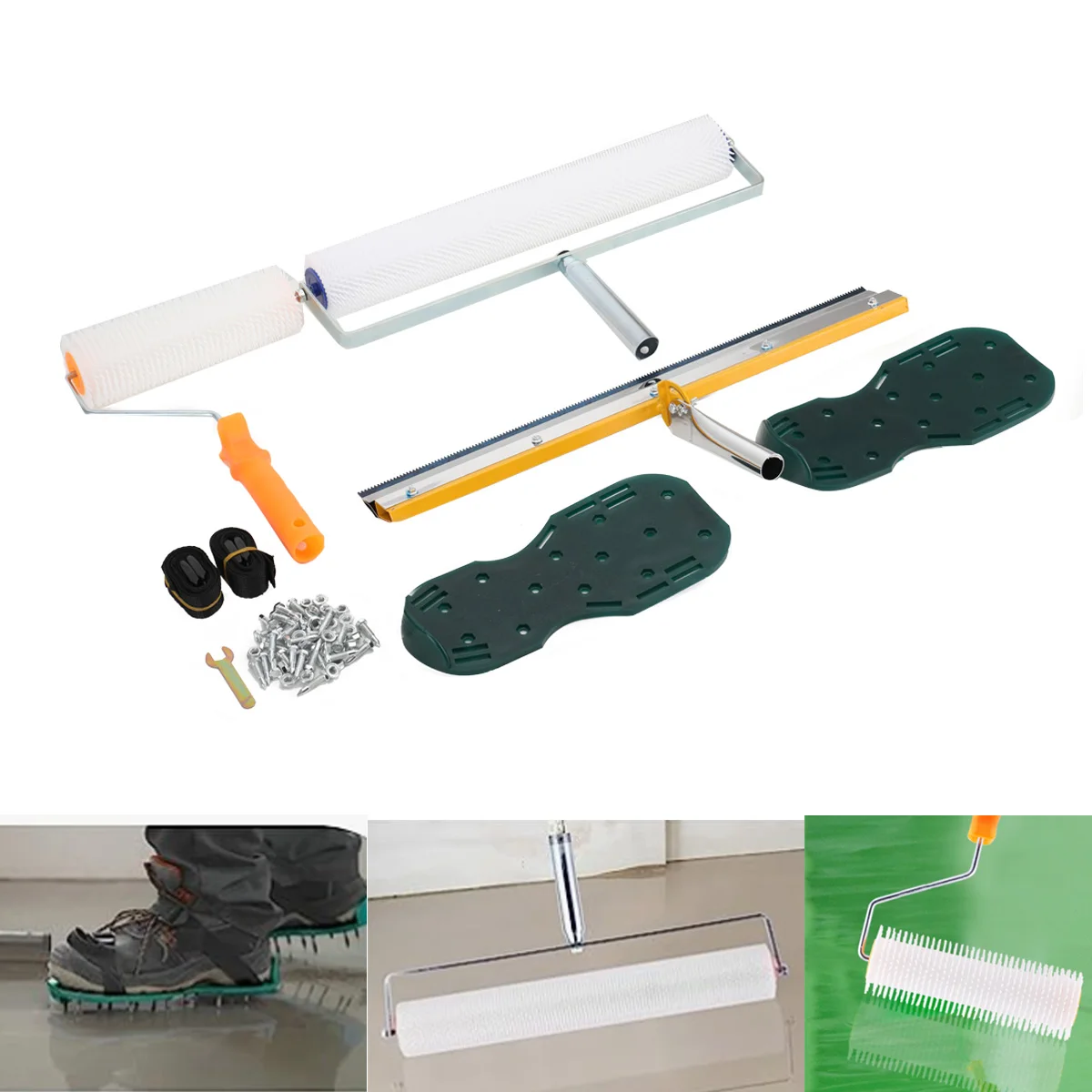 

Cement Self-Leveling Kit Epoxy Floor Paint Construction Tool Long Roller Brush 20 Inches + Short Roller Brush 9 Inches