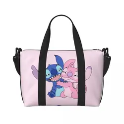 Bolso de compras personalizado de Lilo y Stitch para mujer, bolsas de viaje de gran capacidad para gimnasio en la playa de Disney