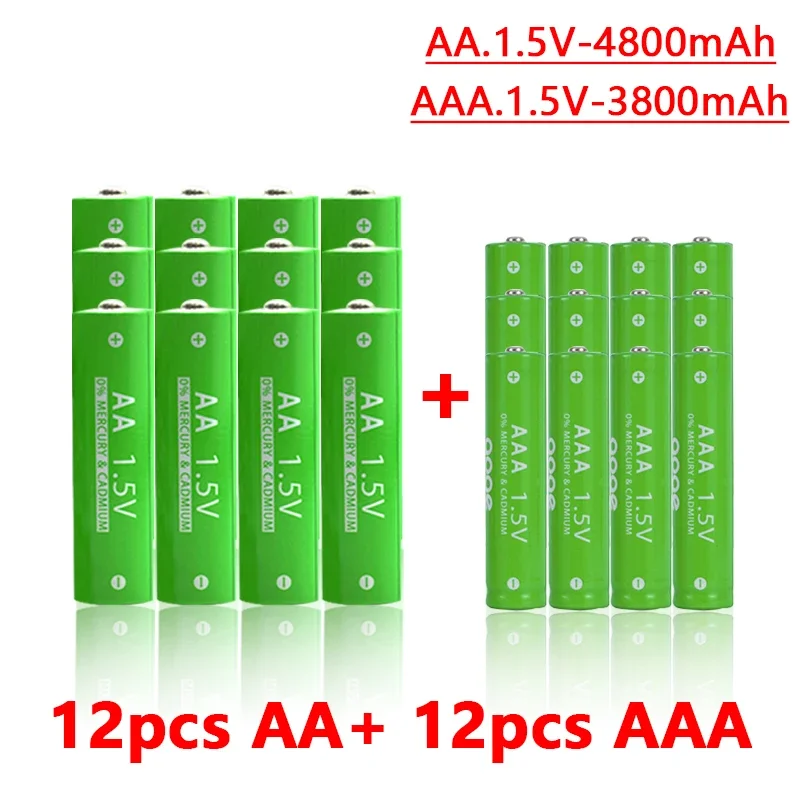 Aaa and aa battery chargers 4800mAh 1.5V aa+aaa rechargeable alkaline clock mouse toy batteries Pilas recallables aa y aaa