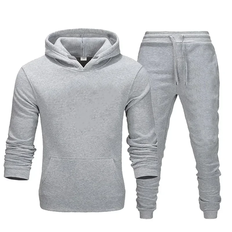 New Basic Men/Women 2Pcs/Sets Sweatshirt Hoodies Pants 2024 Male Gyms Fitness Tops Joggers Sportswear Tracksuits