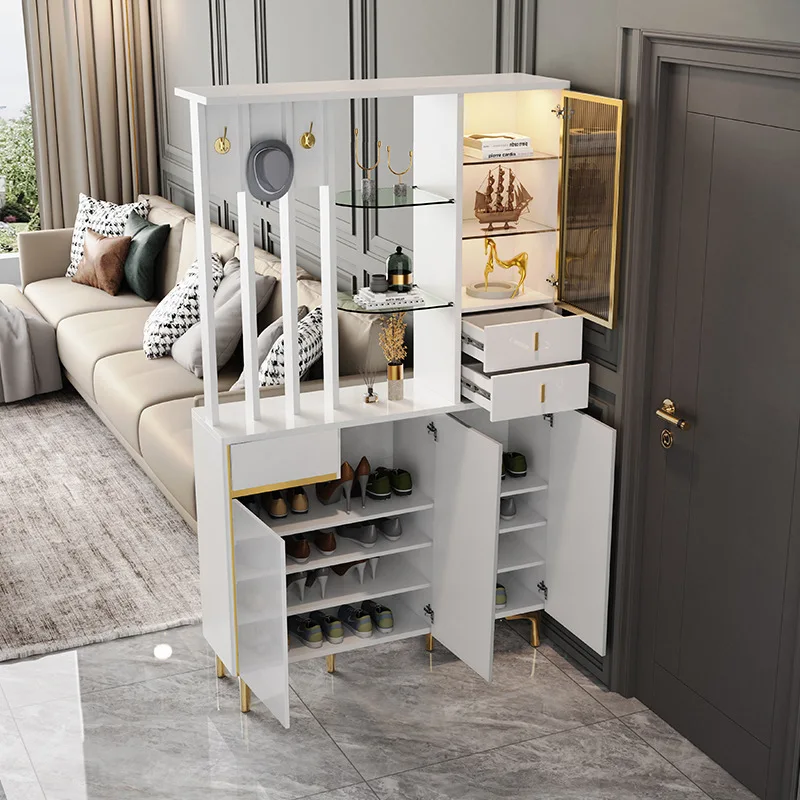 Light luxury style entrance cabinet shoe cabinet integrated living room simple modern screen double-sided foyer partition cabine