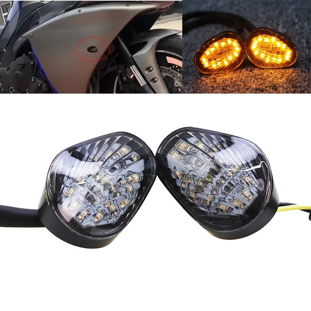 Motorcycle LED Turn Signal Light Indicators Lamp Flush Mount For Yamaha YZFR1 YZF-R1 2002-2014 03 04 05 06 07 08 09 10 11 12 13