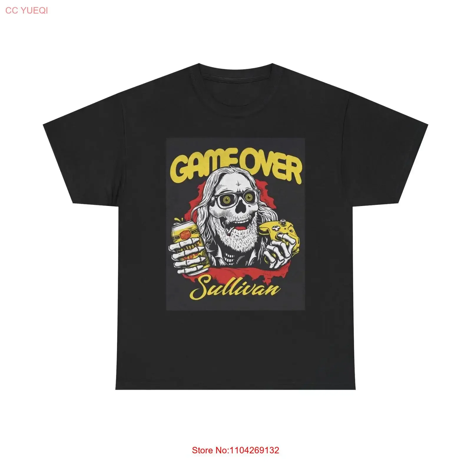 Game Over Sullivan T Shirt Retro Gaming Heavy Cotton vintage Washed streetwear Breathable Soft designer clothes graphic