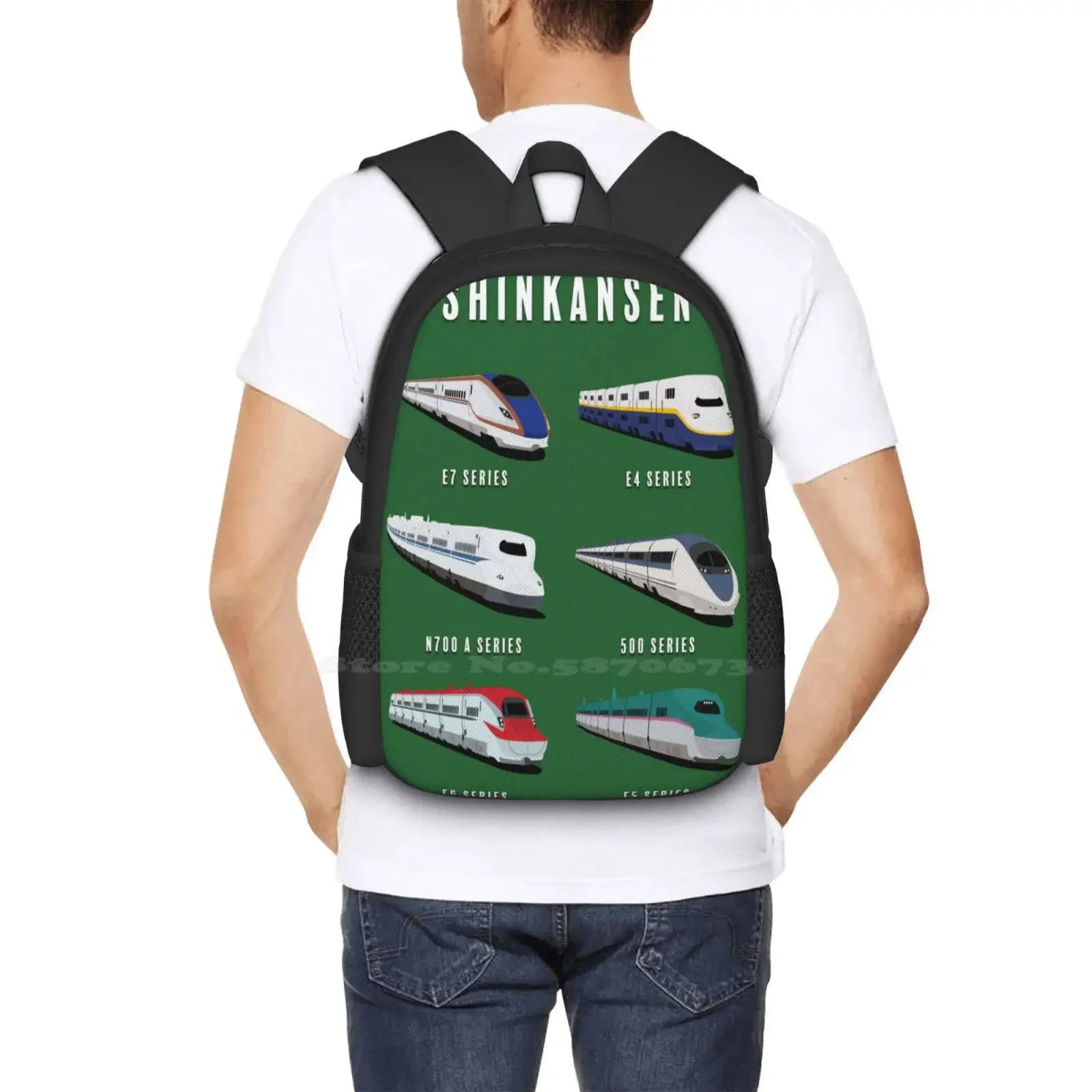 اليابانية Shinkansen رصاصة القطارات الفني رائجة البيع المدرسية على ظهره حقائب الموضة Shinkansen E7 رصاصة قطار طوكيو E7 #6