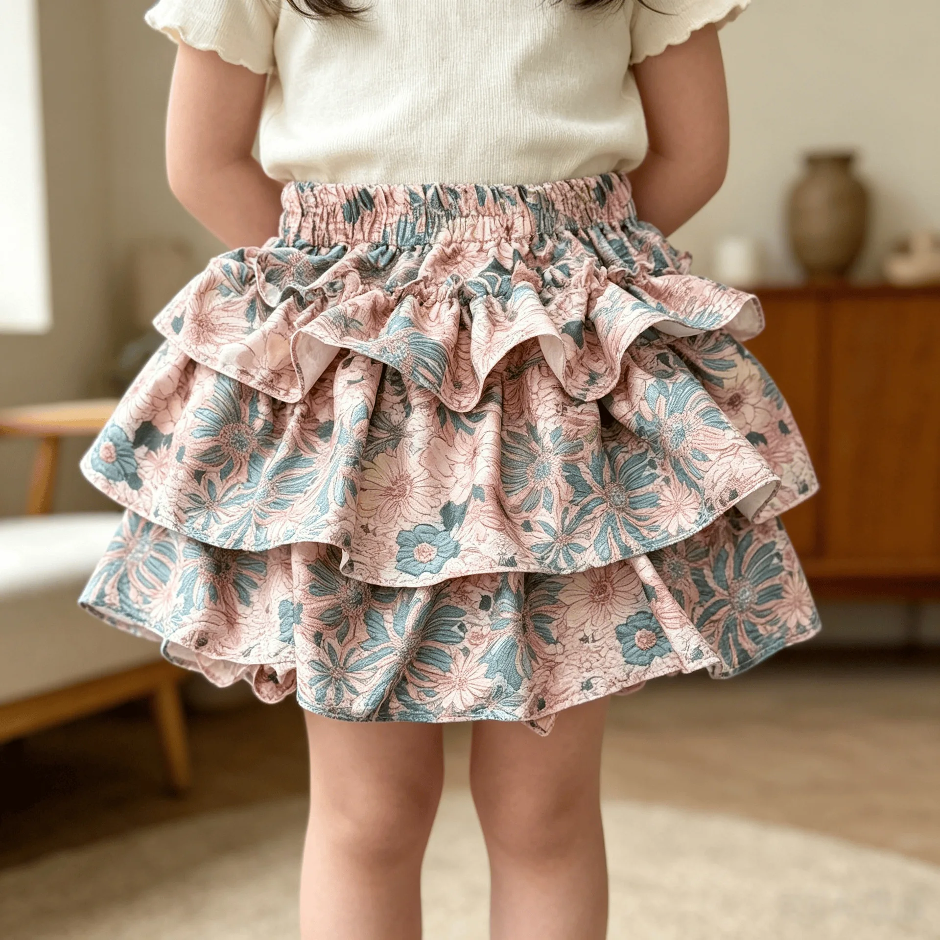 Children Girls Floral Cake Skirts Summer 2026 Elastic Waist Infant Babys Girls Bubble Skirts Toddler Kids Girls Princess Skirts