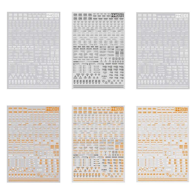 1PCS Universal Warning Mark Water Decal for 1/100 1/144 Scale Model Waterslide Decals Fluorescent Version DIY Decorative Sticker