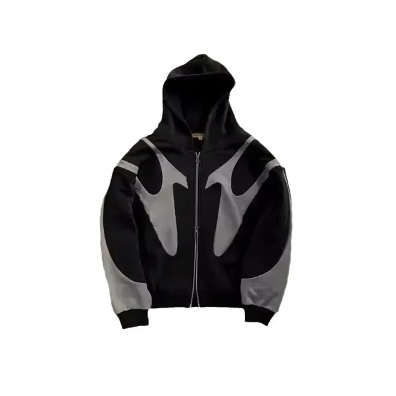 Zip up Hoodie Fashion Printed Pattern Double Hat Cold Resistant Y2K Vintage Design Sweatshirt Oversized Gothic Men Women Clothes