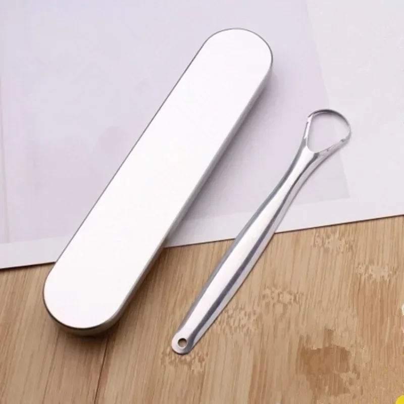 1 Pcs Reusable Stainless Useful Care Tools Tongue Scraper Steel Cleaner Fresh Breath Cleaning Coated Tongue Oral Hygiene