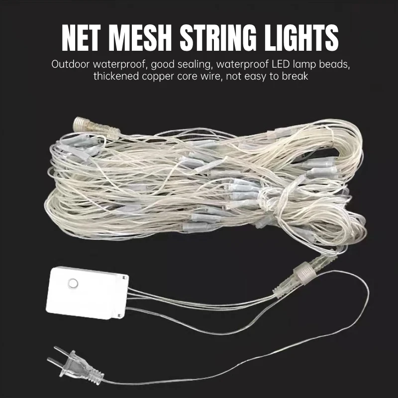 

Outdoor LED Solar Light Waterproof Net Mesh String Lights Wall Garden Decoration Christmas Tree Fairy Garland Solar Powered Lamp