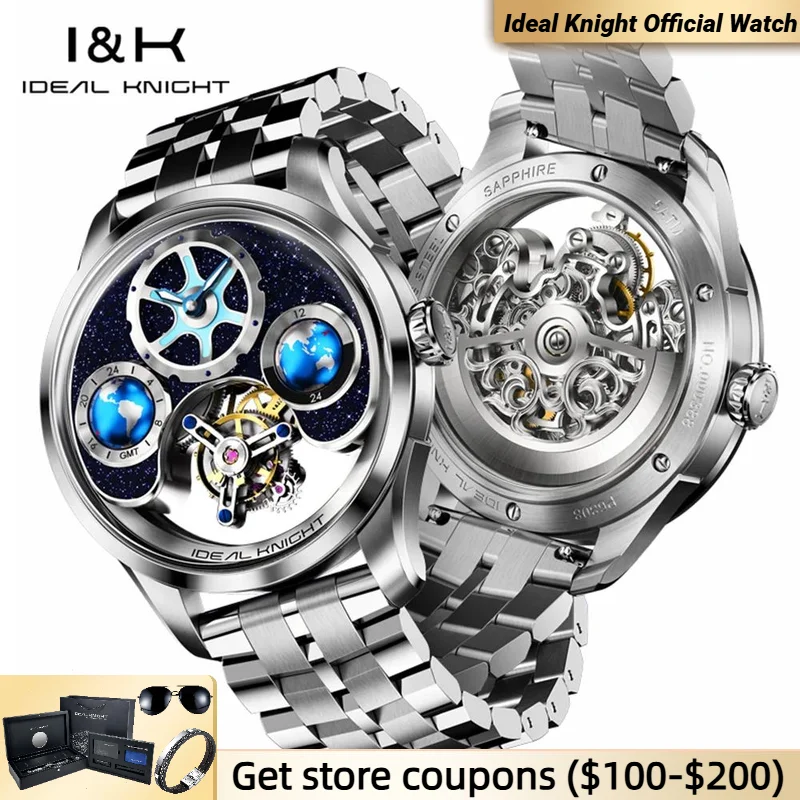 

IDEAL KNIGHT 6808 Original Mechanical Watch Men's Tourbillon Automatic Movement 50M Waterproof Sport Luxury Man Hand Clock