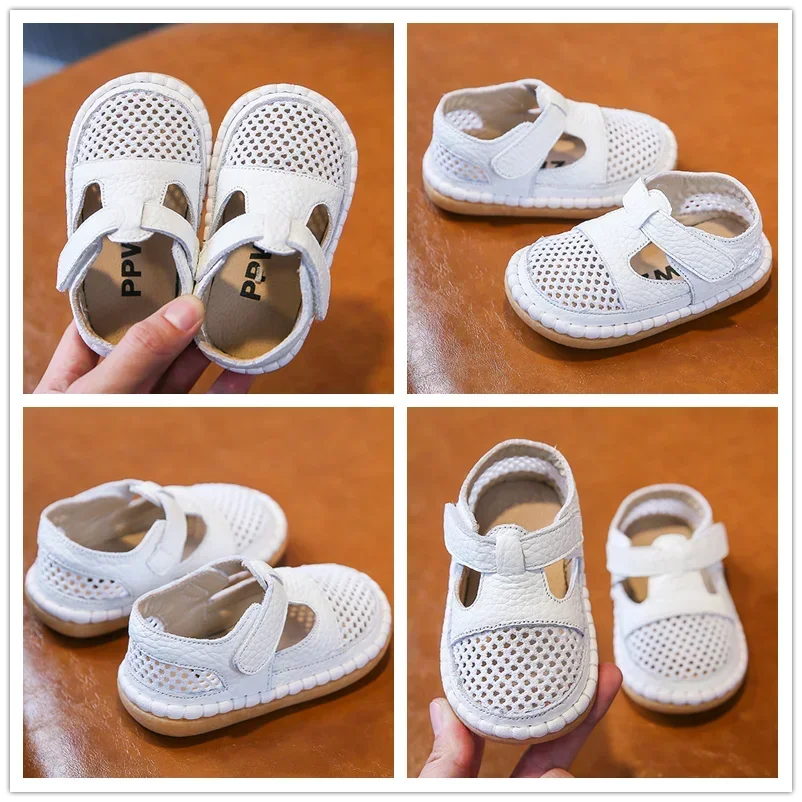 Estate neonate ragazzi sandali Anti-collisione neonato scarpe da bambino fondo morbido bambini scarpe in vera pelle sandali da spiaggia per bambini