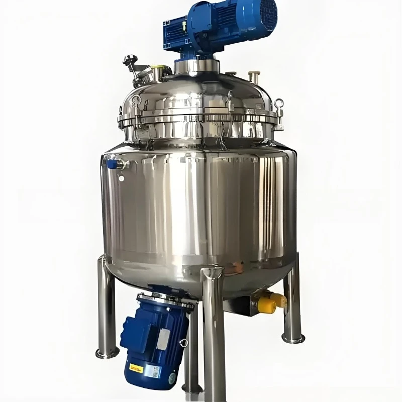 Reactor de acero inoxidable, tanque de emulsificación de calefacción vertical de doble capa, tanque de mezcla de elevación móvil de una sola capa
