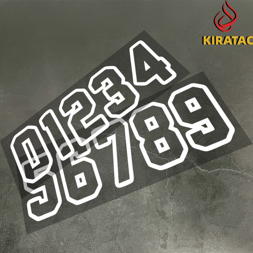 1PC White Motocycle Number Sticker Self-adhesive Vinyl Decal for Fairing Helmet Fuel Tank Auto Window Trunk Door Bicycle Decor