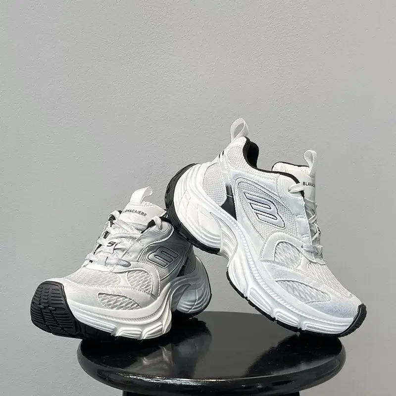 Niche Design Spring Show Thick Sole Dad Shoes Women Men Color Block Versatile Elevated Shoes Couple Sports Casual Shoes 35-44