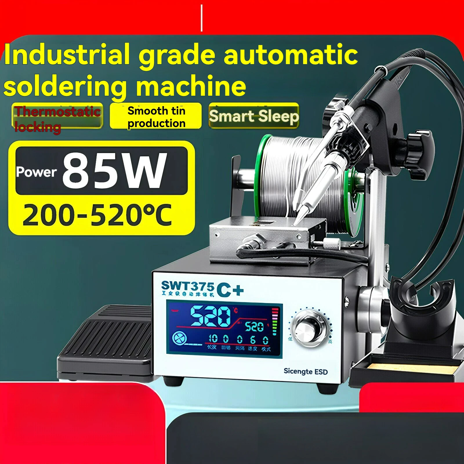 Industrial-grade automatic soldering machine  foot pedal, high-power , intelligent constant-temperature soldering station.