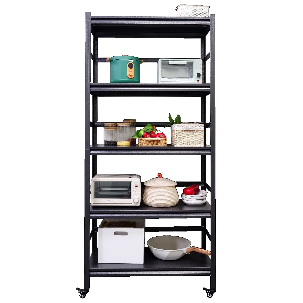 63"Heavy Duty Storage Shelves - Adjustable 5-Tier Metal Shelving Unit on Wheels, 1750LBS Capacity for Kitchen and Garage Storage