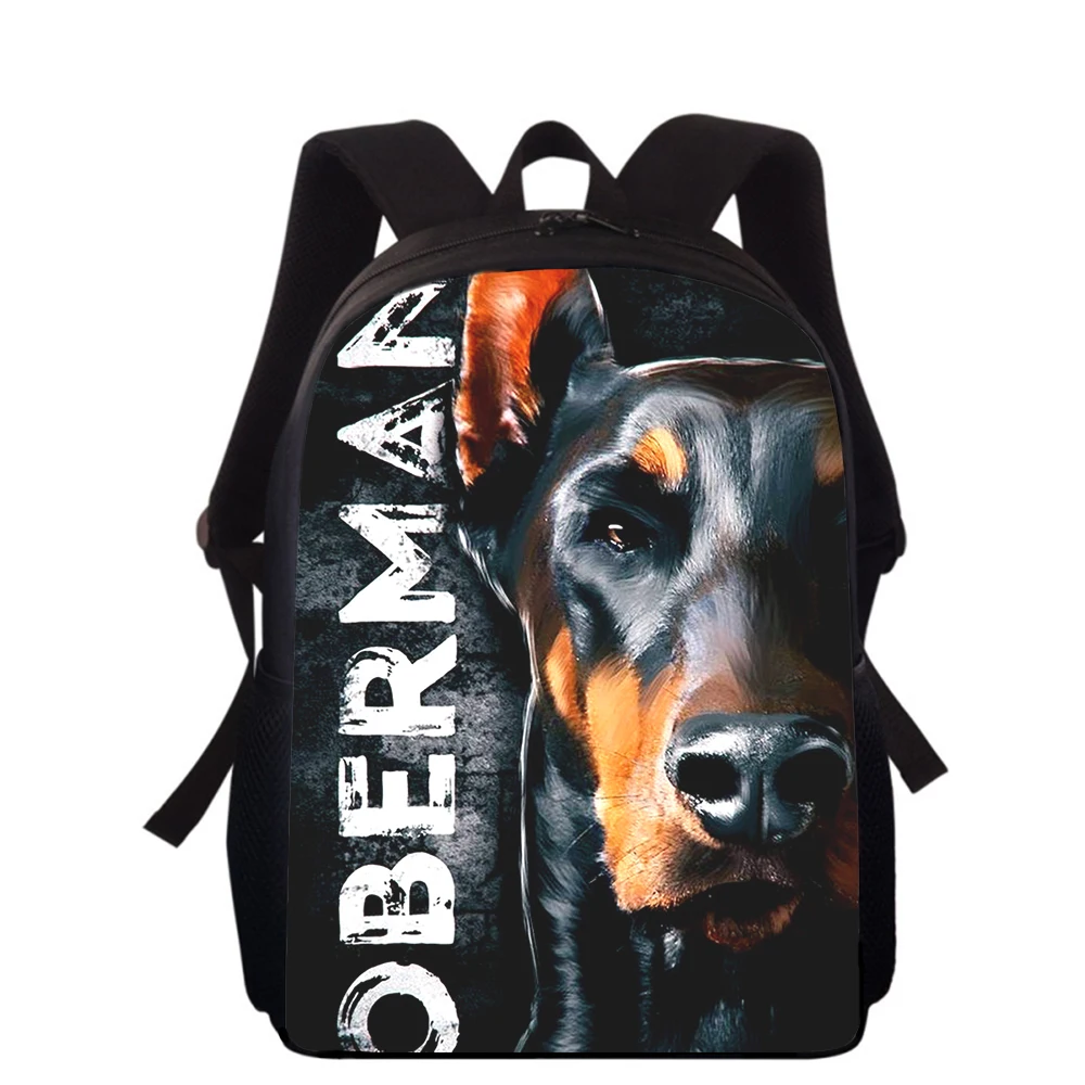 Doberman cool dog-mochila con estampado 3D para niños, mochilas escolares de primaria para niños y niñas, 16"