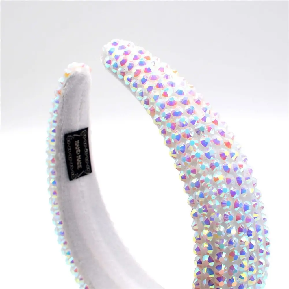 

Elegant Wide Brim Full Rhinestone Headband Padded Design Handmade Baroque Headdress Shiny Thickened Women Head Hoop Shopping