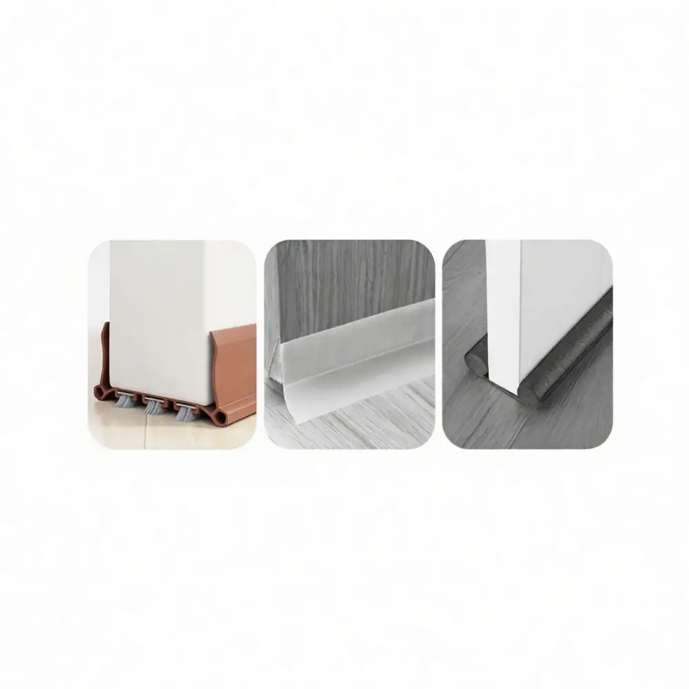 Adjustable Door Bottom Seal Strip Brush Weatherproof Sound Insulation Strip Dustproof Protection Device For Home Room Doors