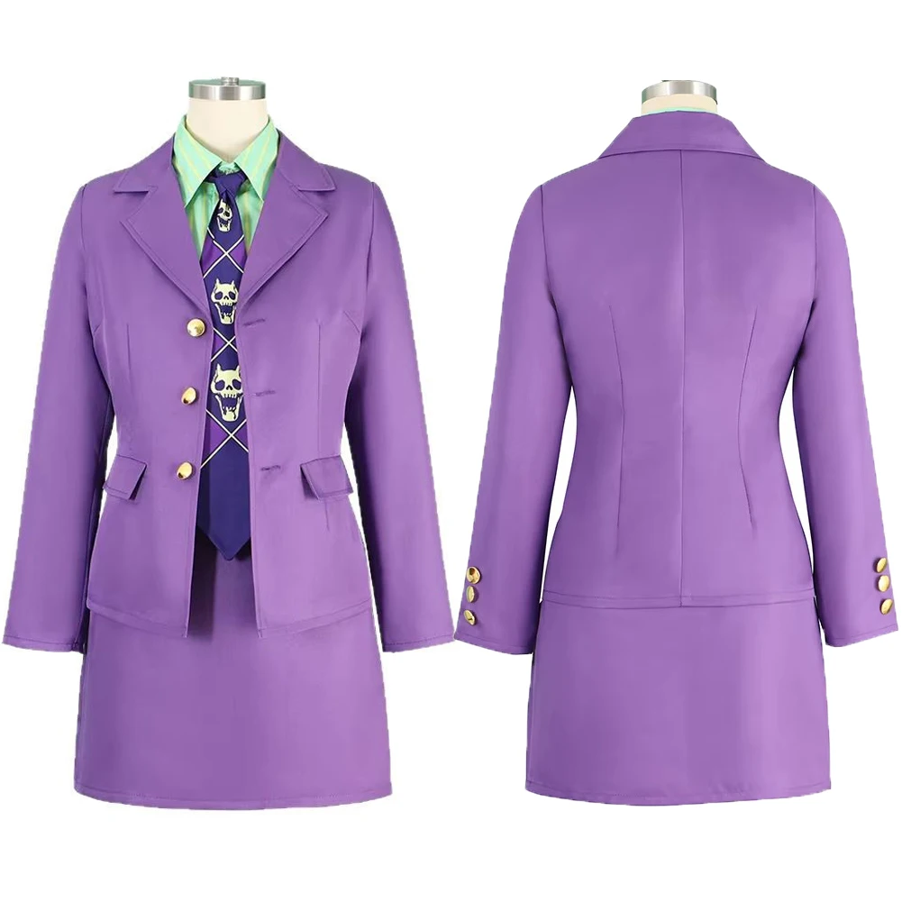 

Костюм для косплея Джойджо: Дивные приключения, Йошикаге Кира, фиолетовый женский костюм, юбка, рубашка, комплект одежды, наряды для Хэллоуина, карнавала, вечеринки