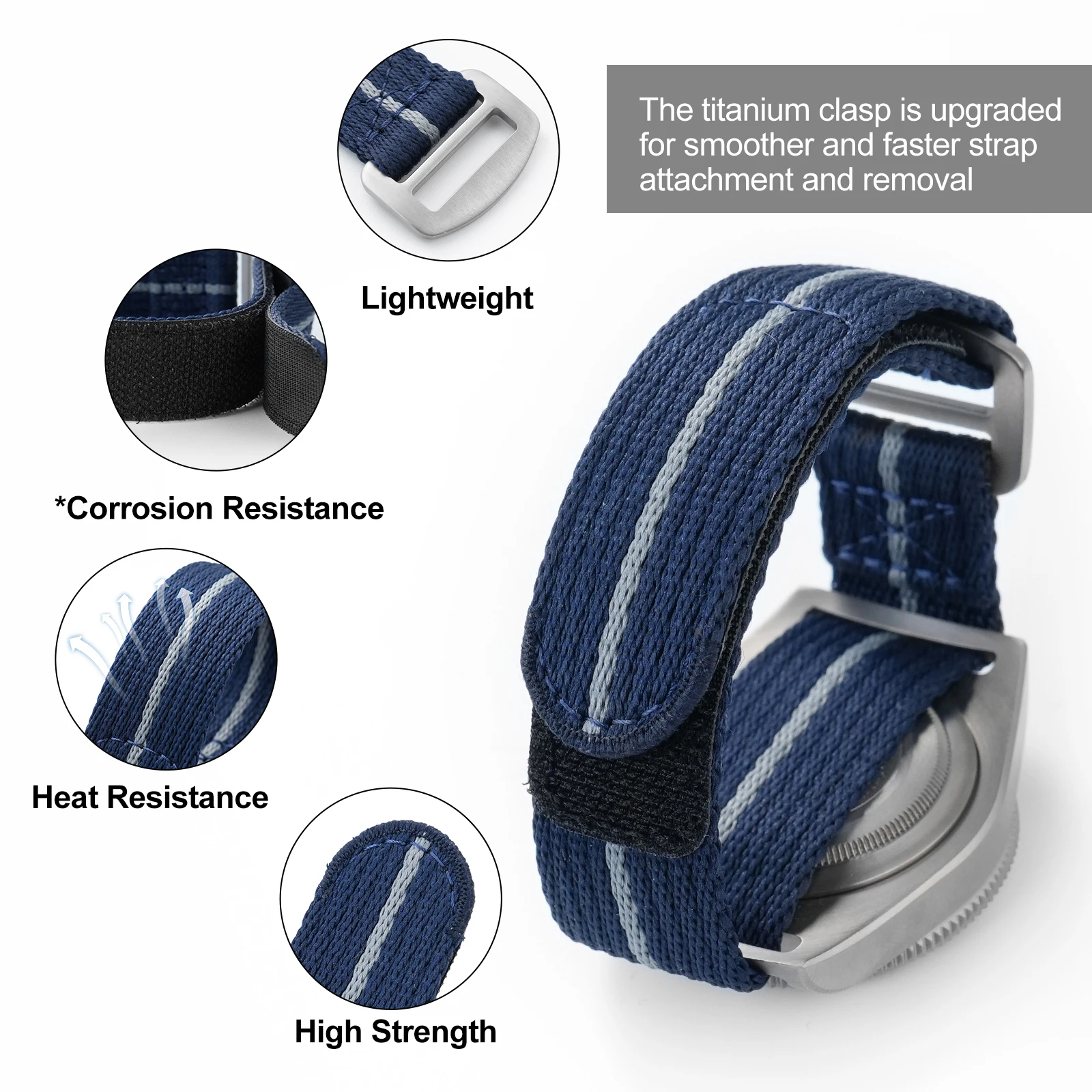 22/20mm Seamless Nylon Strap High-quality Titanium Watch Buckle Quick Release Strap Suitable for Men Women Outdoor Sports Strap