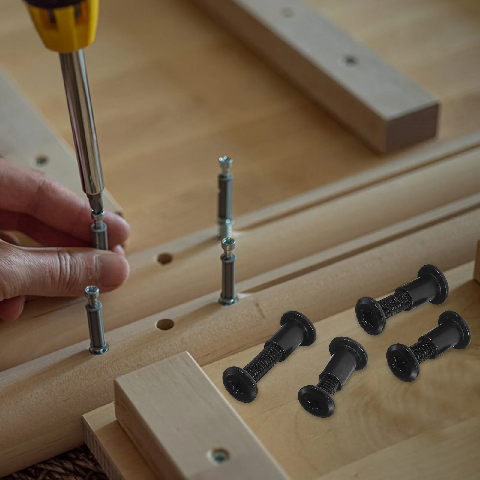 

Furniture Connecting Screw Post Heavy Duty Bolts Black Bed Frame Nut Wood 170 Sets Cabinet Connectors Fastener