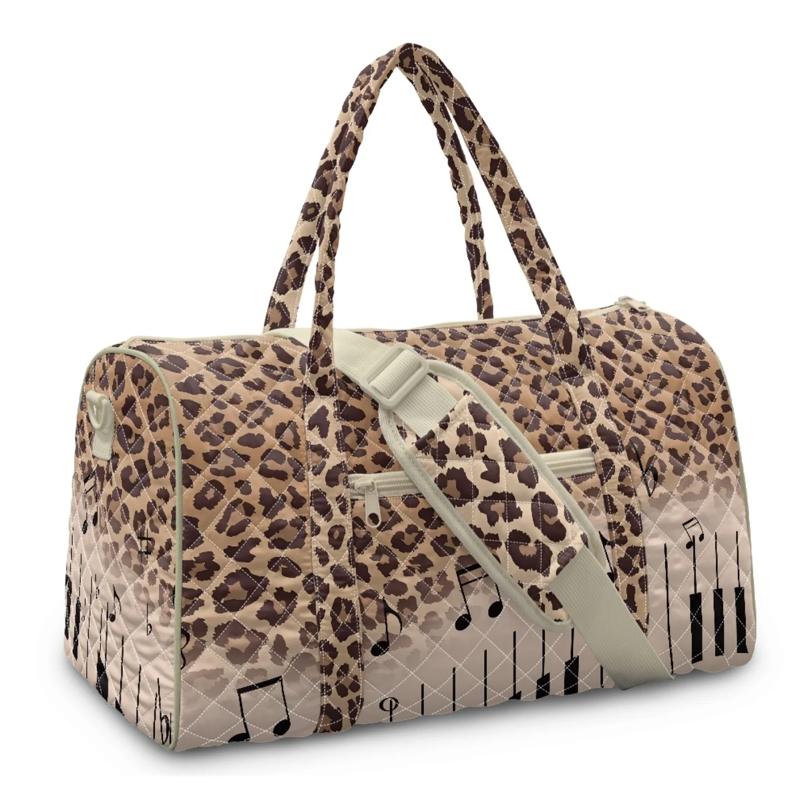 Coloranimal Leopard Print Adjustable Strap Quilted Tote Bag for Women Versatile Gym Bag New Trend