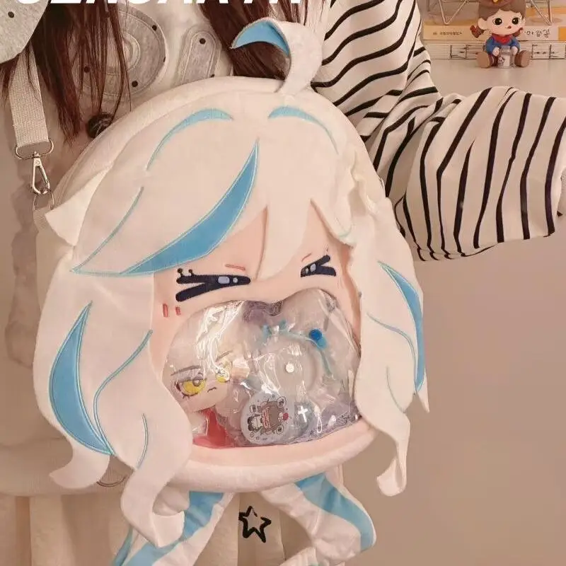 Mihoyo Genshin Impact Furina Pvc Plush Cute Itabag Layer Zipper Buckle Large Capacity Backpack Crossbody Bag Women Men Game Fans