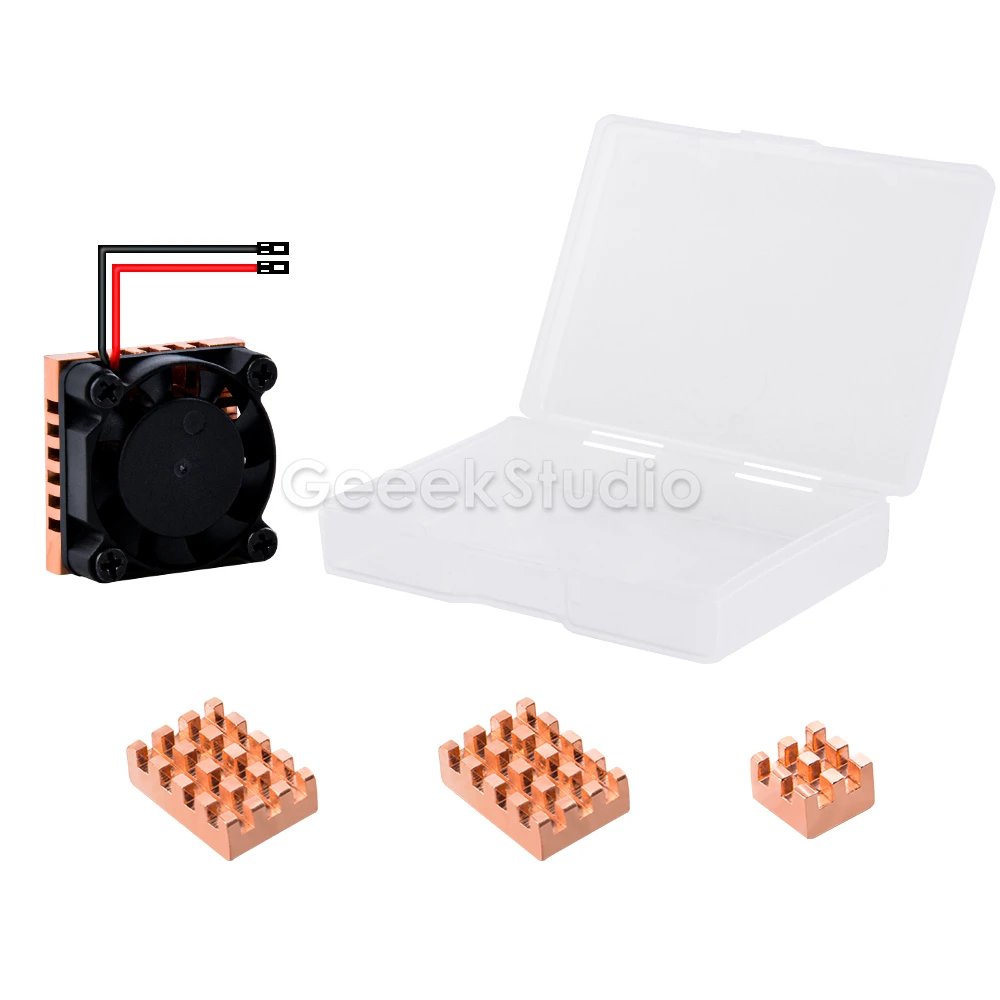 1 Set of Copper Heat Sink Fan and 4 pcs Heatsinks Cooling Kit for Orange Pi 5 Plus