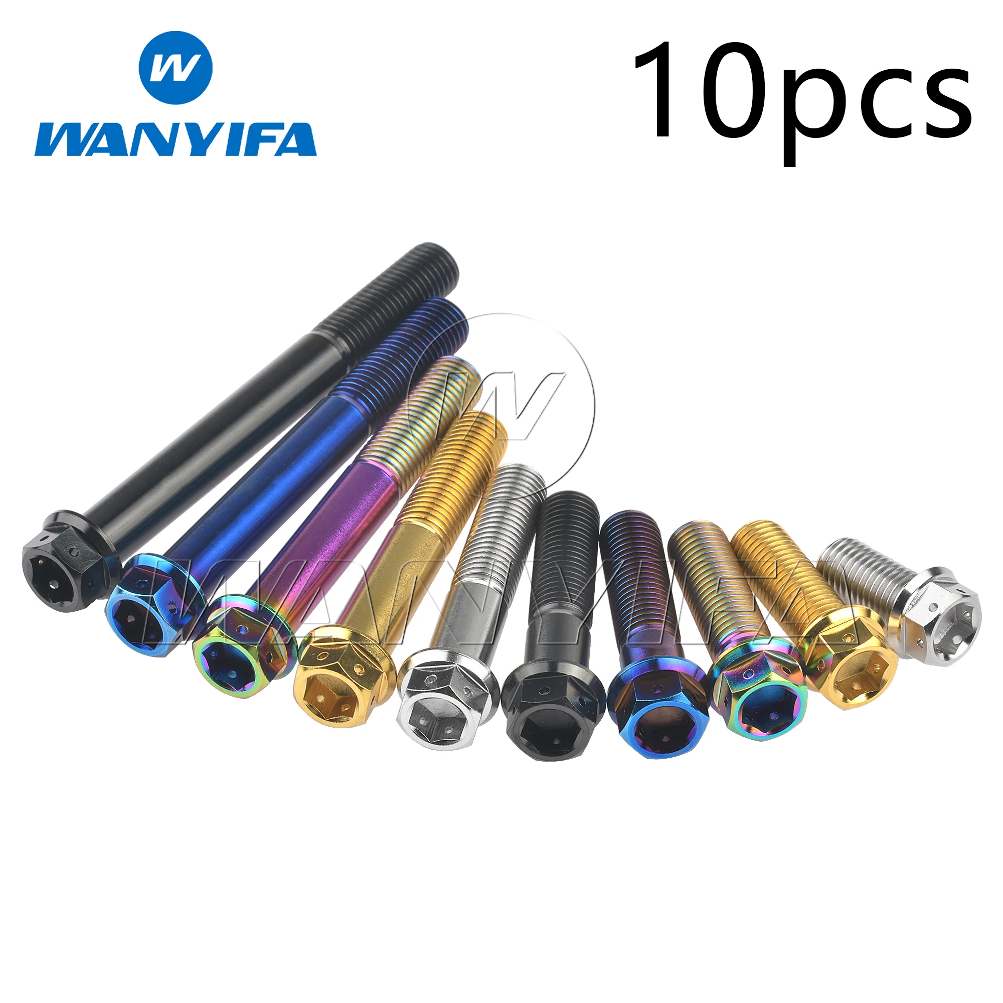 parafusos de cabeca sextavada wanyifa flange para a conversao da motocicleta parafuso titanium m10x20 25 30 35 40 45 50 55 60 65 70 75 80 85 90 milimetros 10 pecas 01