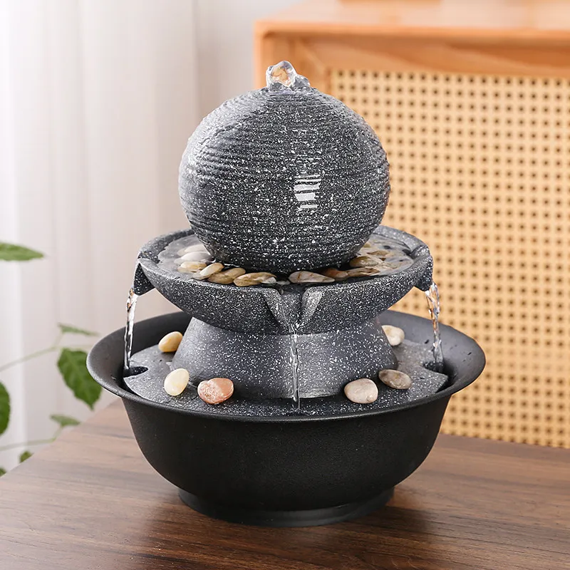Zen Feng Shui Water Fountain Office Wealth Attracting Desktop Waterfall Mini Relaxing Tabletop Fountain Grand Opening Gift Decor - view 5