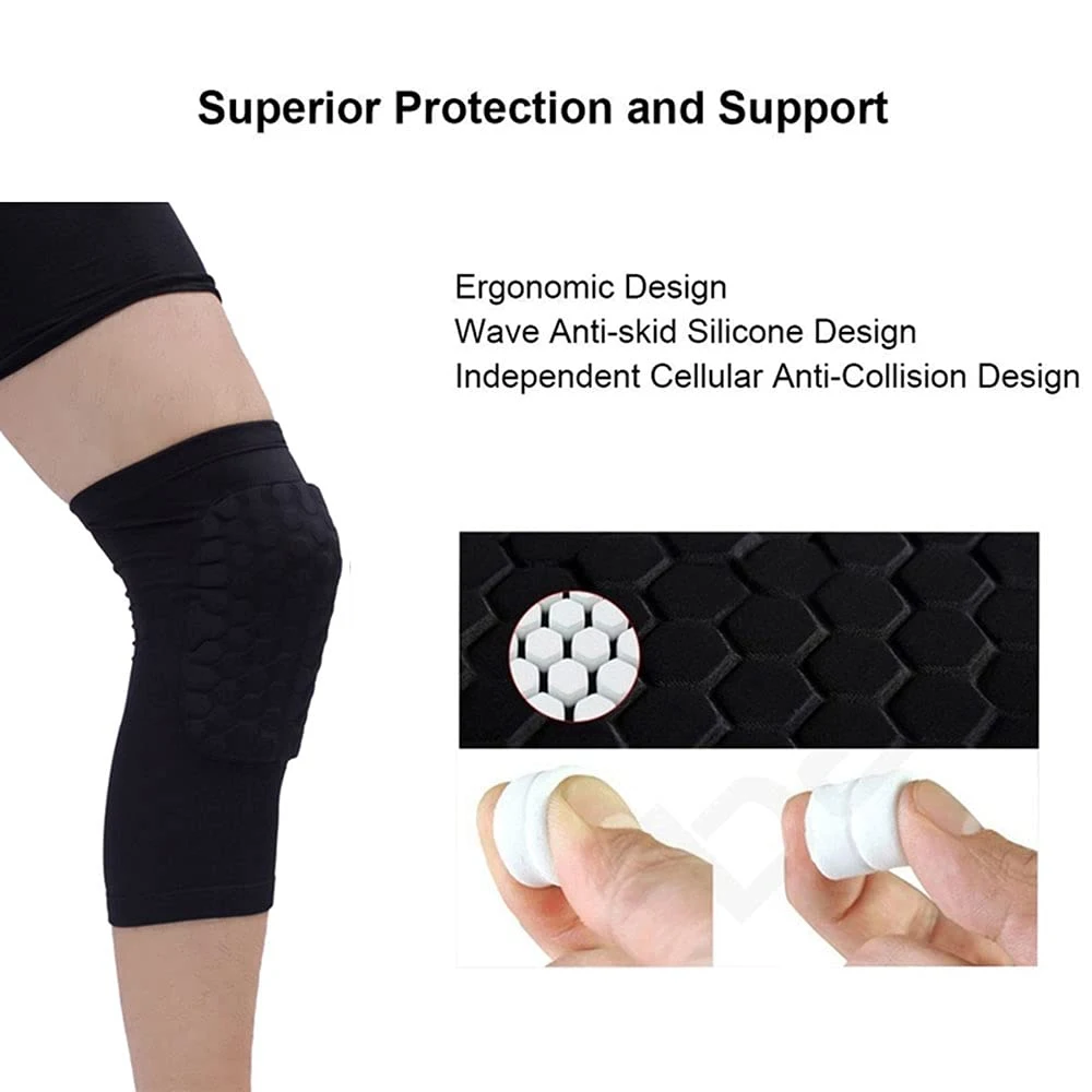 1Pair Honeycomb Basketball Knee Pads Short Design Compression Leg Sleeves Kneepad Volleyball Protector Brace Support