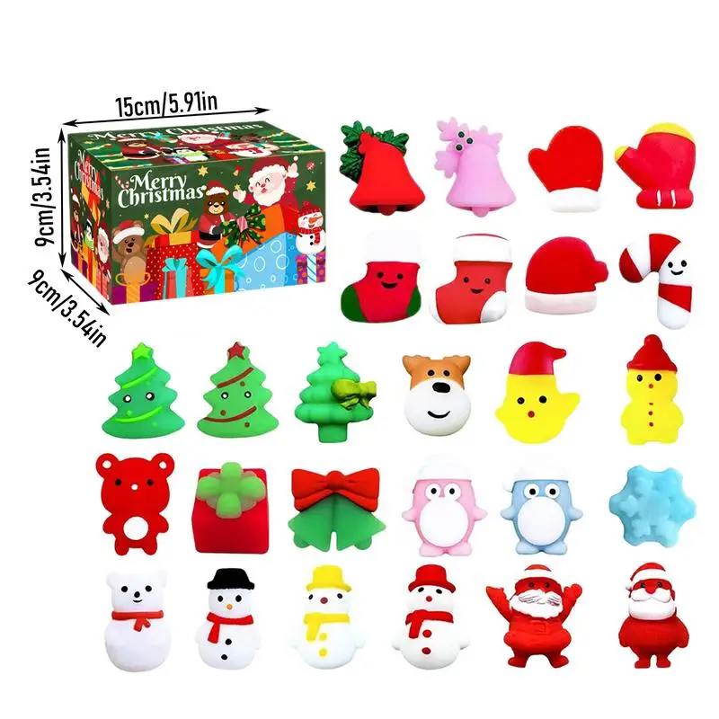 Christmas Advent Calendar Cute Christmas Squeeze Balls Christmas Play Figure Set Soft Sensory Stress Toy For Holiday Birthday