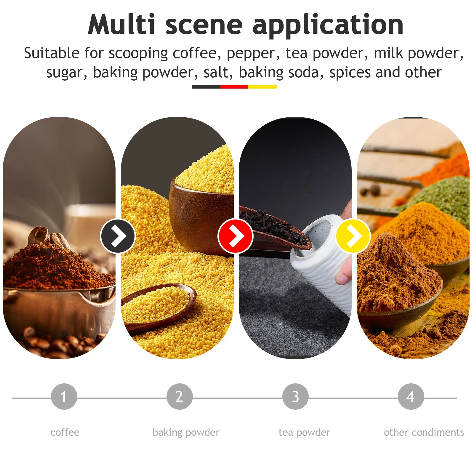 

4Pcs Wood Measure Spoon Practical Coffee Scoop for Baking Powder Salt Pepper Tea Powder and Other Condiments