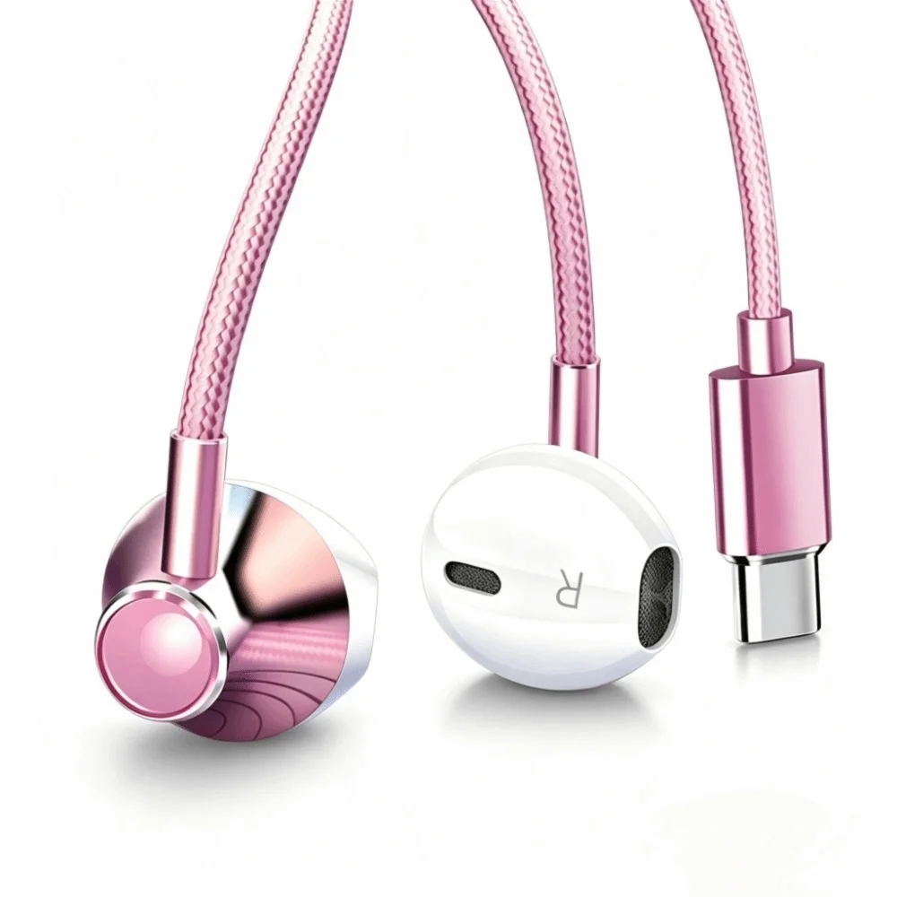 Type C&3.5mm Wired Earphones HIFI Stereo Noise Reduction in-ear Headphones Volume Control Heavy Bass Gamer Headset Phone Calls