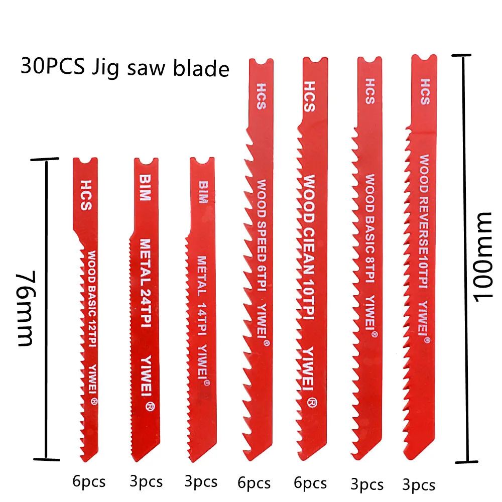 30PC Curve Saw Blade Cutting Various Types Wood Panels PVC Thin Steel Plates Plastic Aluminum Machines Saw Blade Set