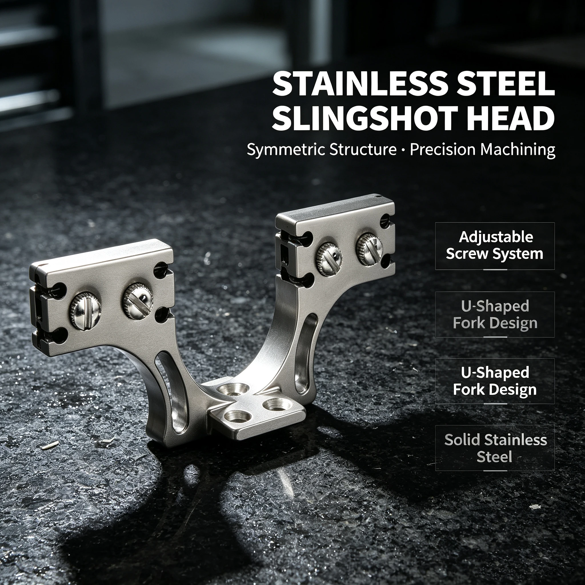 Stainless Steel Slingshot Head Top Clamp Dual-Use Wide Fork DIY Attachment Outdoor Target Practice