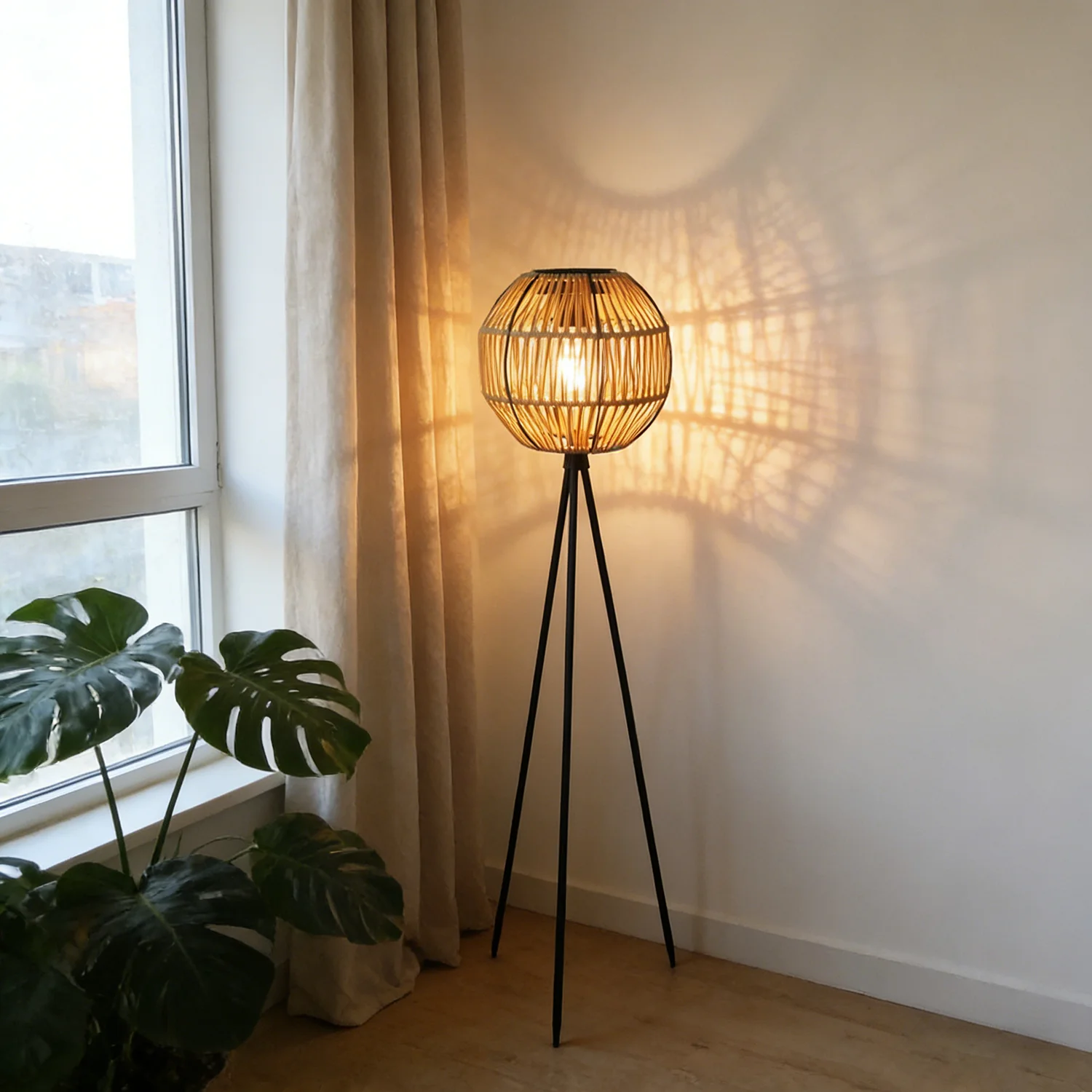 Handgefertigte Rattan-Solar-Stehlampe, Keine Externe Stromversorgung Erforderlich, Geeignet für Außenterrassen, Gartendekoration, Wegegestaltung und Feiertagsatmosphäre-Erzeugung – Detail 3